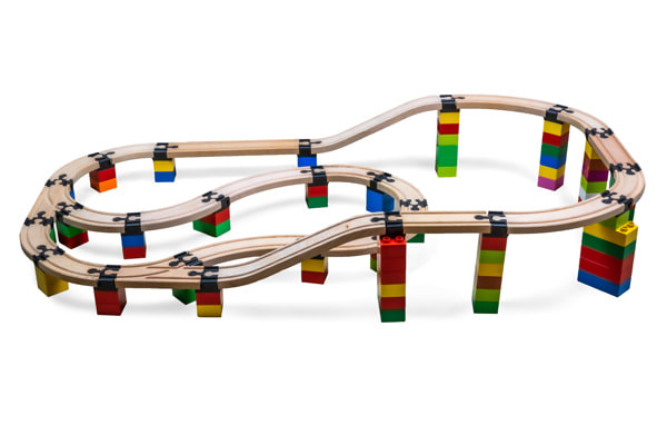 TOY2 Schienenverbinder Set - 8-teilig Für Holzeisenbahn & DUPLO | Adapter Für Kreative Bahnstrecken