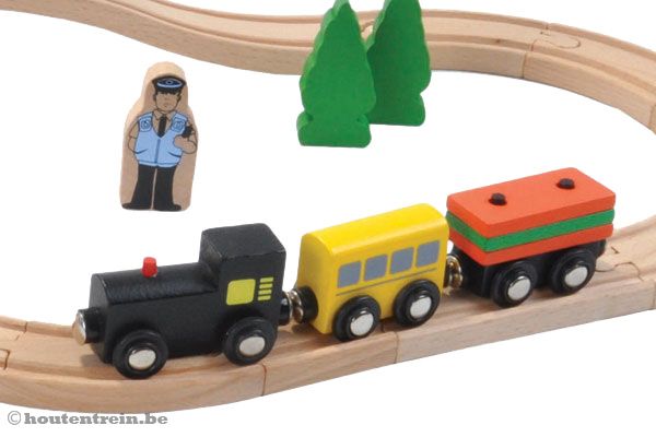 Zwarte trein met 2 wagons.