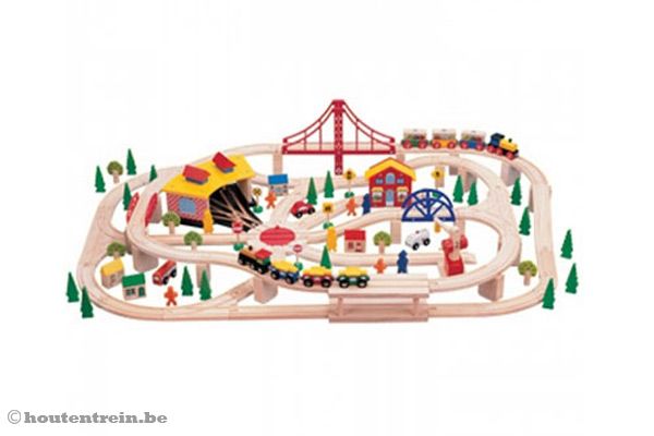 Houten treinset 130 dlg.