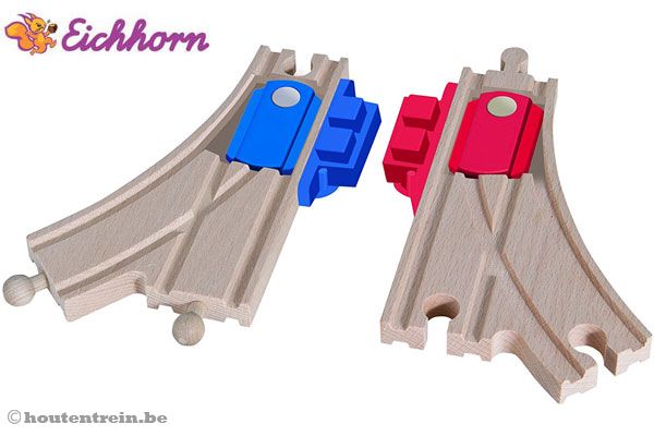 Met 1 druk op de knop verwissel je van rails.